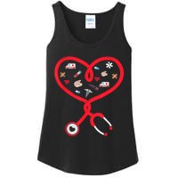 Nurse Valentines Day Nursing Health Worker Stethoscope Love Ladies Essential Tank