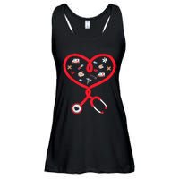 Nurse Valentines Day Nursing Health Worker Stethoscope Love Ladies Essential Flowy Tank