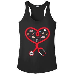 Nurse Valentines Day Nursing Health Worker Stethoscope Love Ladies PosiCharge Competitor Racerback Tank