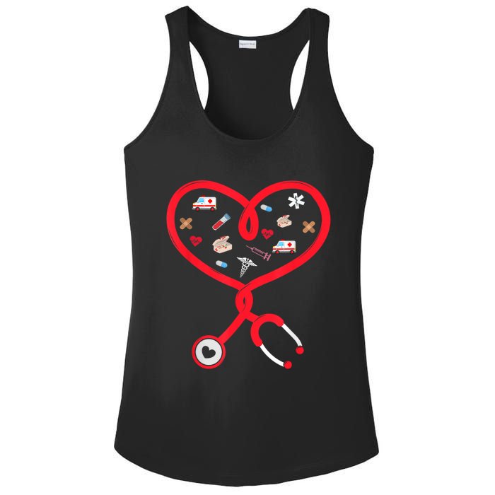 Nurse Valentines Day Nursing Health Worker Stethoscope Love Ladies PosiCharge Competitor Racerback Tank