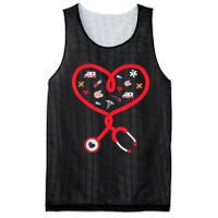 Nurse Valentines Day Nursing Health Worker Stethoscope Love Mesh Reversible Basketball Jersey Tank