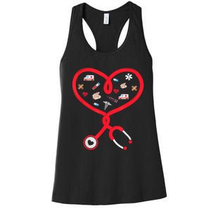 Nurse Valentines Day Nursing Health Worker Stethoscope Love Women's Racerback Tank