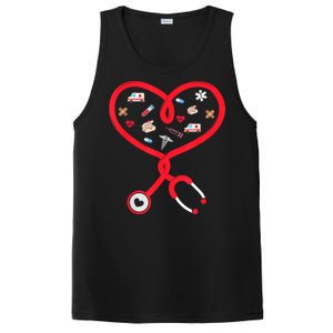 Nurse Valentines Day Nursing Health Worker Stethoscope Love PosiCharge Competitor Tank