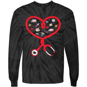 Nurse Valentines Day Nursing Health Worker Stethoscope Love Tie-Dye Long Sleeve Shirt