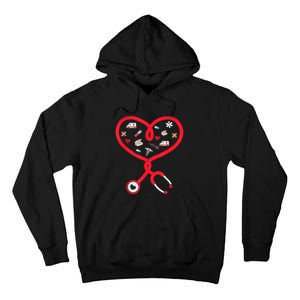 Nurse Valentines Day Nursing Health Worker Stethoscope Love Tall Hoodie