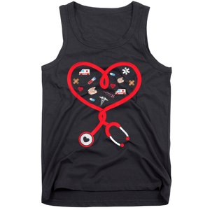 Nurse Valentines Day Nursing Health Worker Stethoscope Love Tank Top