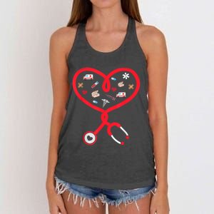 Nurse Valentines Day Nursing Health Worker Stethoscope Love Women's Knotted Racerback Tank