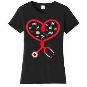 Nurse Valentines Day Nursing Health Worker Stethoscope Love Women's T-Shirt