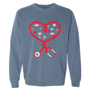 Nurse Valentines Day Nursing Health Worker Stethoscope Love Garment-Dyed Sweatshirt