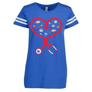 Nurse Valentines Day Nursing Health Worker Stethoscope Love Enza Ladies Jersey Football T-Shirt