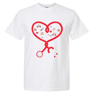 Nurse Valentines Day Nursing Health Worker Stethoscope Love Garment-Dyed Heavyweight T-Shirt