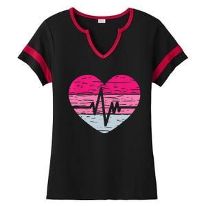 Nurse Valentines Day Heart Stethoscope Love Nursing Ladies Halftime Notch Neck Tee