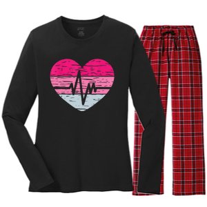 Nurse Valentines Day Heart Stethoscope Love Nursing Women's Long Sleeve Flannel Pajama Set 