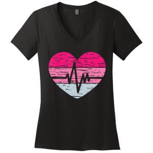 Nurse Valentines Day Heart Stethoscope Love Nursing Women's V-Neck T-Shirt