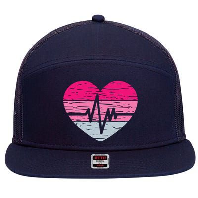 Nurse Valentines Day Heart Stethoscope Love Nursing 7 Panel Mesh Trucker Snapback Hat