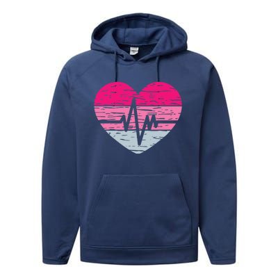 Nurse Valentines Day Heart Stethoscope Love Nursing Performance Fleece Hoodie