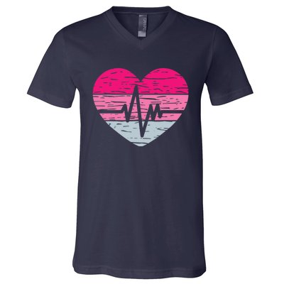 Nurse Valentines Day Heart Stethoscope Love Nursing V-Neck T-Shirt