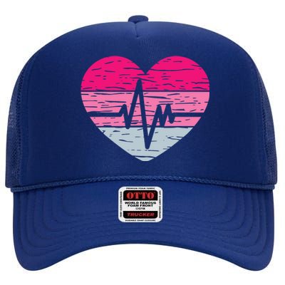 Nurse Valentines Day Heart Stethoscope Love Nursing High Crown Mesh Back Trucker Hat