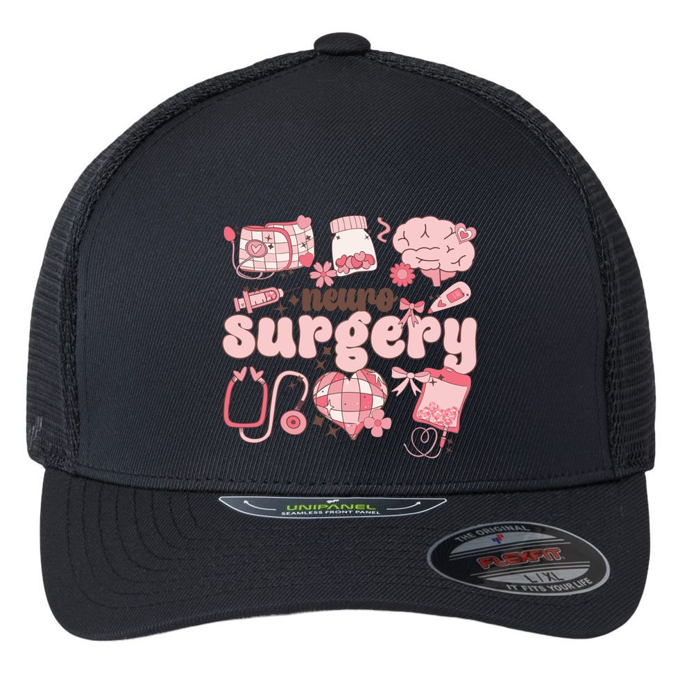 Neurosurgery Valentines Day Neurosurgery Nurse Valentines Gift Flexfit Unipanel Trucker Cap