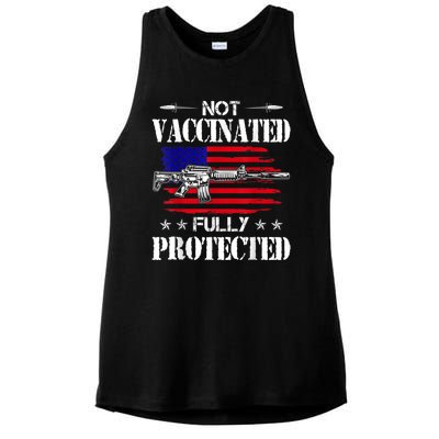 Not Vaccinated Full Not Vaccinated Fully Protected Pro Gun Anti Vaccine Ladies PosiCharge Tri-Blend Wicking Tank