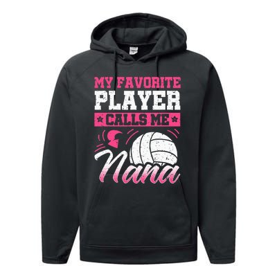 Nana Volleyball Fan Player Grandmother Team Sport Spiker Performance Fleece Hoodie