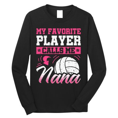 Nana Volleyball Fan Player Grandmother Team Sport Spiker Long Sleeve Shirt