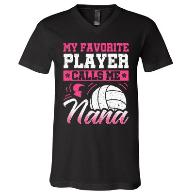 Nana Volleyball Fan Player Grandmother Team Sport Spiker V-Neck T-Shirt