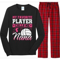 Nana Volleyball Fan Player Grandmother Team Sport Spiker Long Sleeve Pajama Set