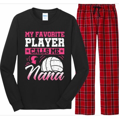 Nana Volleyball Fan Player Grandmother Team Sport Spiker Long Sleeve Pajama Set