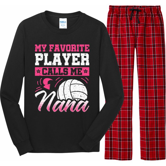 Nana Volleyball Fan Player Grandmother Team Sport Spiker Long Sleeve Pajama Set