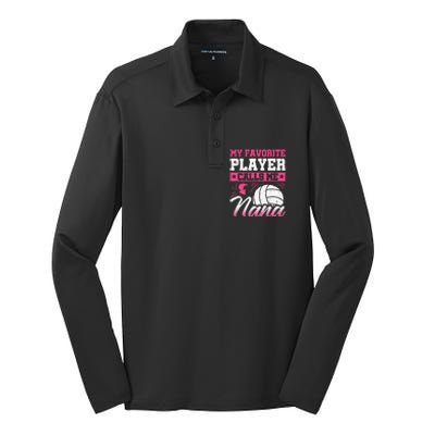 Nana Volleyball Fan Player Grandmother Team Sport Spiker Silk Touch Performance Long Sleeve Polo