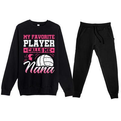 Nana Volleyball Fan Player Grandmother Team Sport Spiker Premium Crewneck Sweatsuit Set