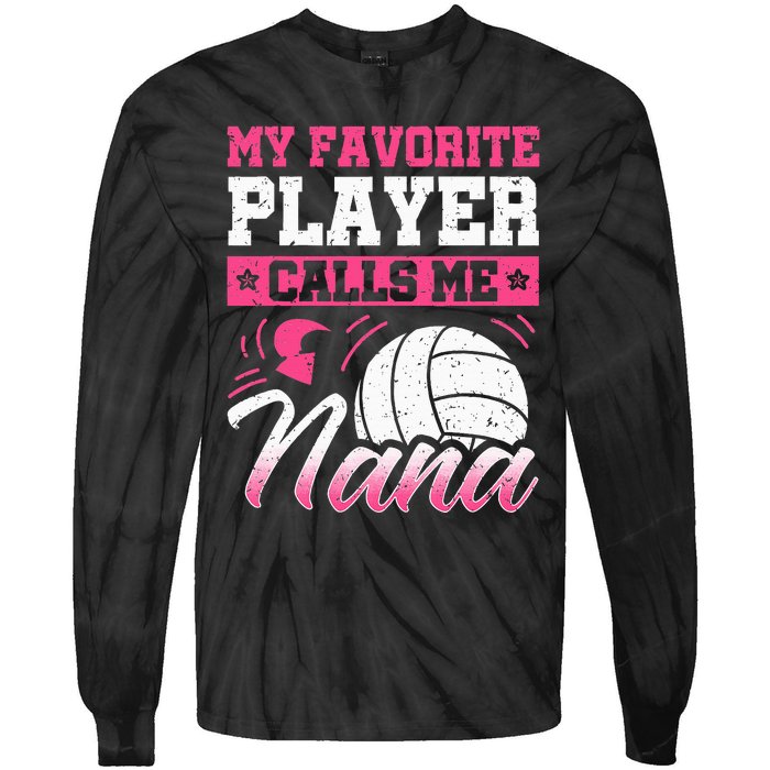 Nana Volleyball Fan Player Grandmother Team Sport Spiker Tie-Dye Long Sleeve Shirt