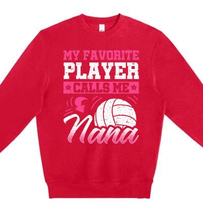 Nana Volleyball Fan Player Grandmother Team Sport Spiker Premium Crewneck Sweatshirt