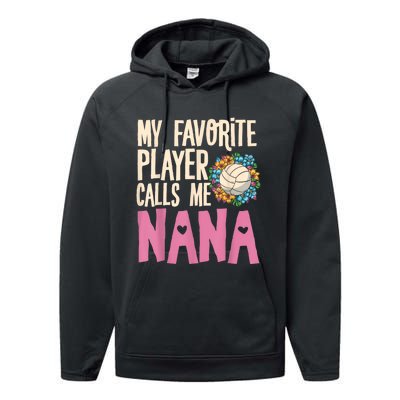 Nana Volleyball Fan Grandmother Team Sport Spiker Performance Fleece Hoodie