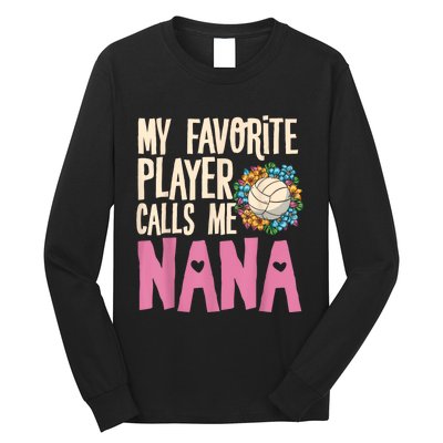 Nana Volleyball Fan Grandmother Team Sport Spiker Long Sleeve Shirt