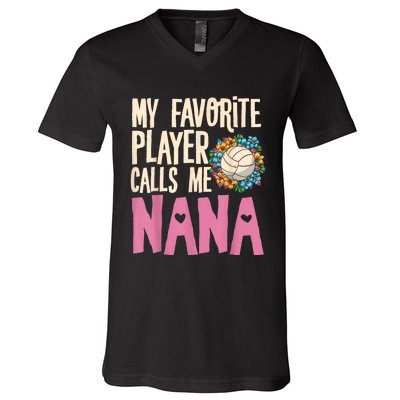 Nana Volleyball Fan Grandmother Team Sport Spiker V-Neck T-Shirt