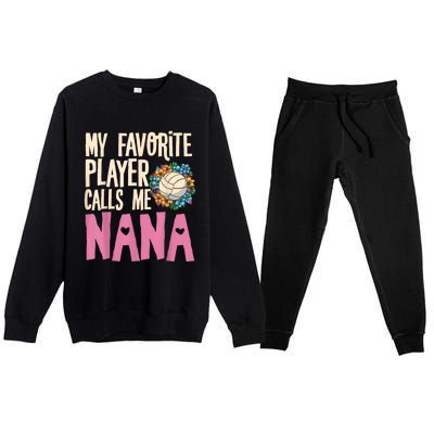 Nana Volleyball Fan Grandmother Team Sport Spiker Premium Crewneck Sweatsuit Set