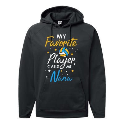 Nana Volleyball Fan Player Team Sport Grandmother Spiker Performance Fleece Hoodie