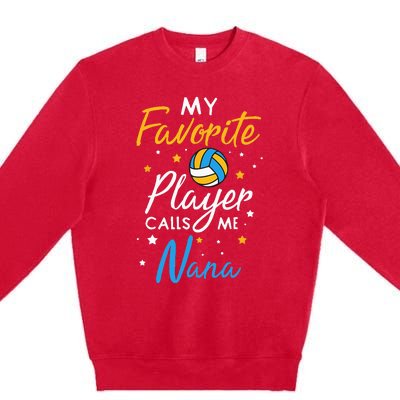 Nana Volleyball Fan Player Team Sport Grandmother Spiker Premium Crewneck Sweatshirt