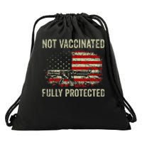 Not Vaccinated Fully Protected Gun Rights American Flag Drawstring Bag