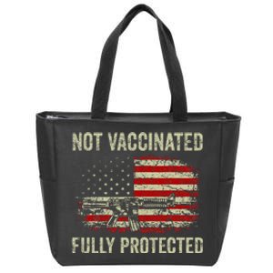 Not Vaccinated Fully Protected Gun Rights American Flag Zip Tote Bag