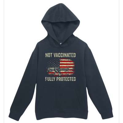 Not Vaccinated Fully Protected Gun Rights American Flag Urban Pullover Hoodie