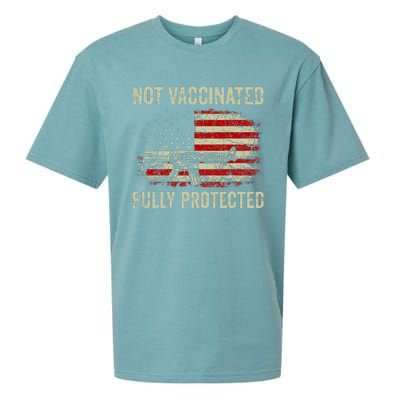 Not Vaccinated Fully Protected Gun Rights American Flag Sueded Cloud Jersey T-Shirt