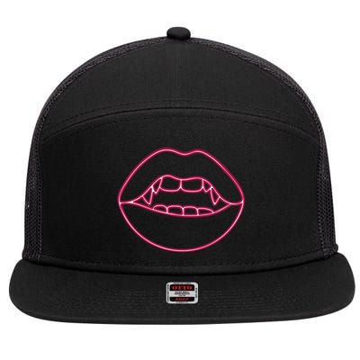 Neon Vampire Mouth 7 Panel Mesh Trucker Snapback Hat