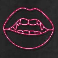 Neon Vampire Mouth 7 Panel Mesh Trucker Snapback Hat