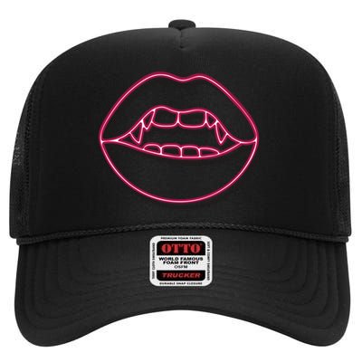 Neon Vampire Mouth High Crown Mesh Back Trucker Hat