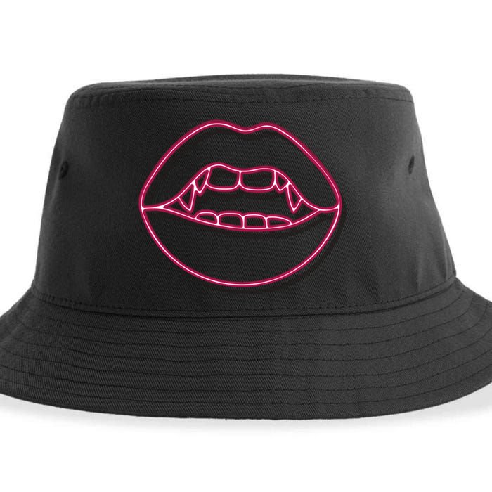 Neon Vampire Mouth Sustainable Bucket Hat