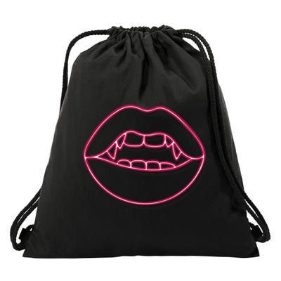 Neon Vampire Mouth Drawstring Bag