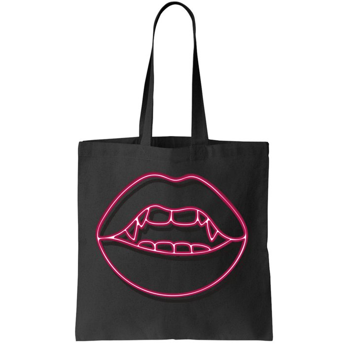 Neon Vampire Mouth Tote Bag